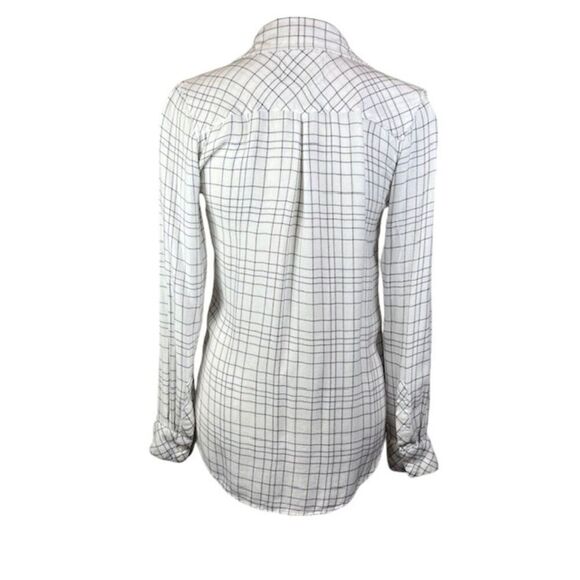 Rails Rayon Button Front Shirt White with Black Plaid Lightweight Size XS - Picture 3 of 11